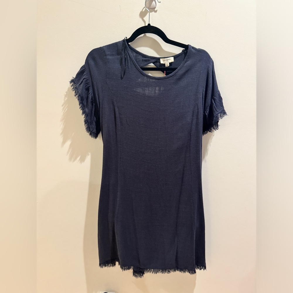 NWT Navy Women’s Fringe Linen Dress- Short Sleeve, Size M